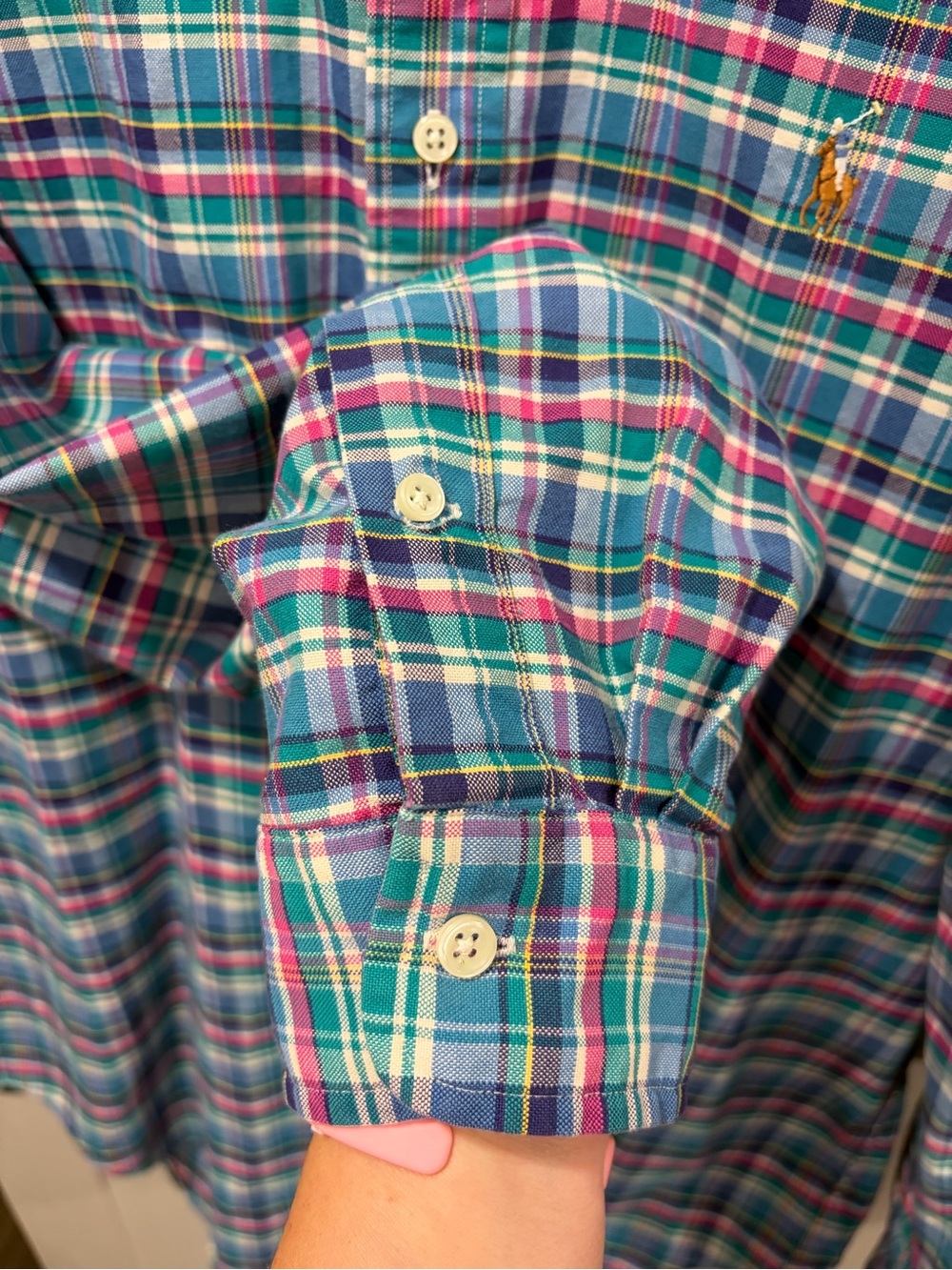 Ralph Lauren Men’s Large Classic Fit Plaid Button Down Shirt Multicolor - Picture 4 of 7